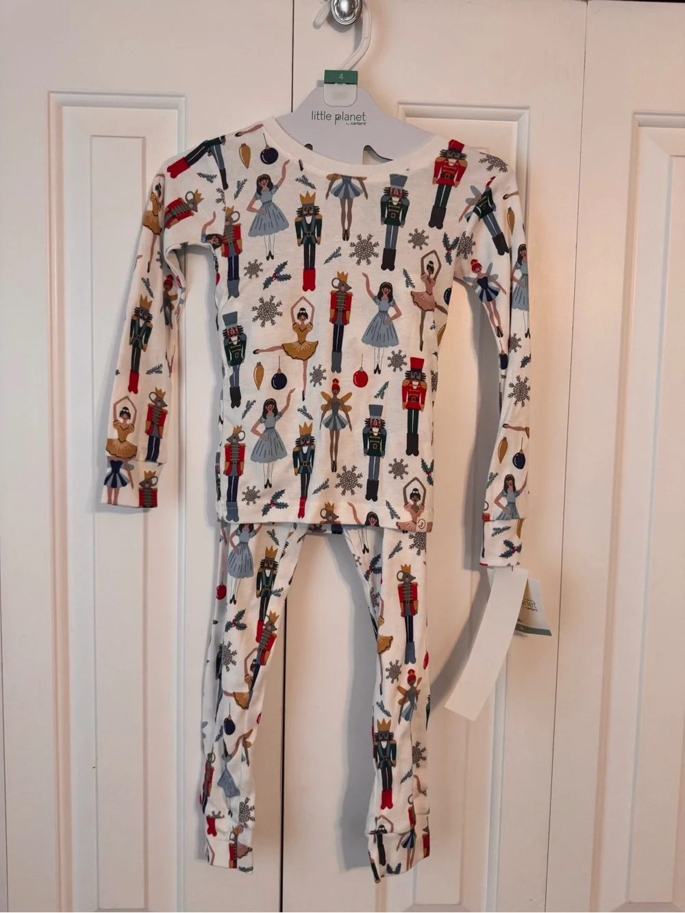 Carter's White Nutcracker & Ballerina Print Kids Pajama Set